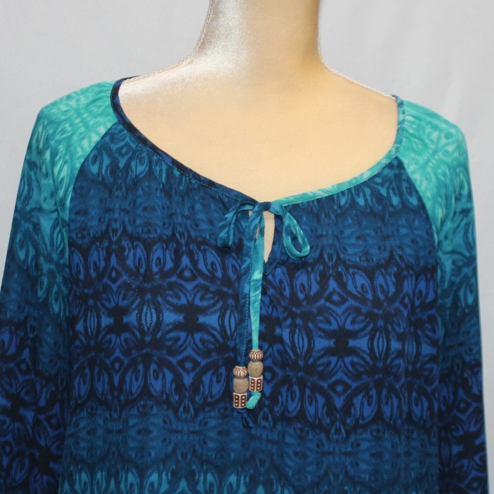 Zac & Rachel Boho Long Sleeve Tie with Wood Beads Top - Picture 2 of 9